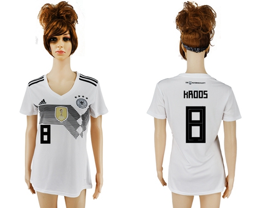 Women's Germany #8 Kroos White Home Soccer Country Jersey